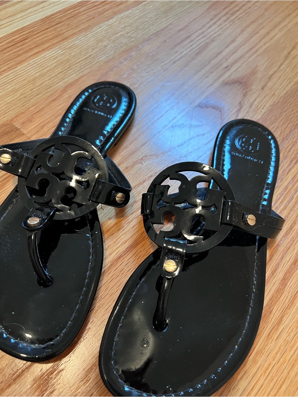 Tory Burch Miller Sandal Black Patent 8.5